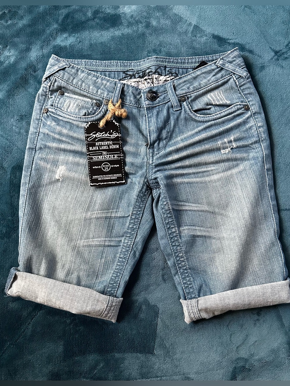 NWT Stitch's Cuffed Denim Bermuda Shorts  - Size 26